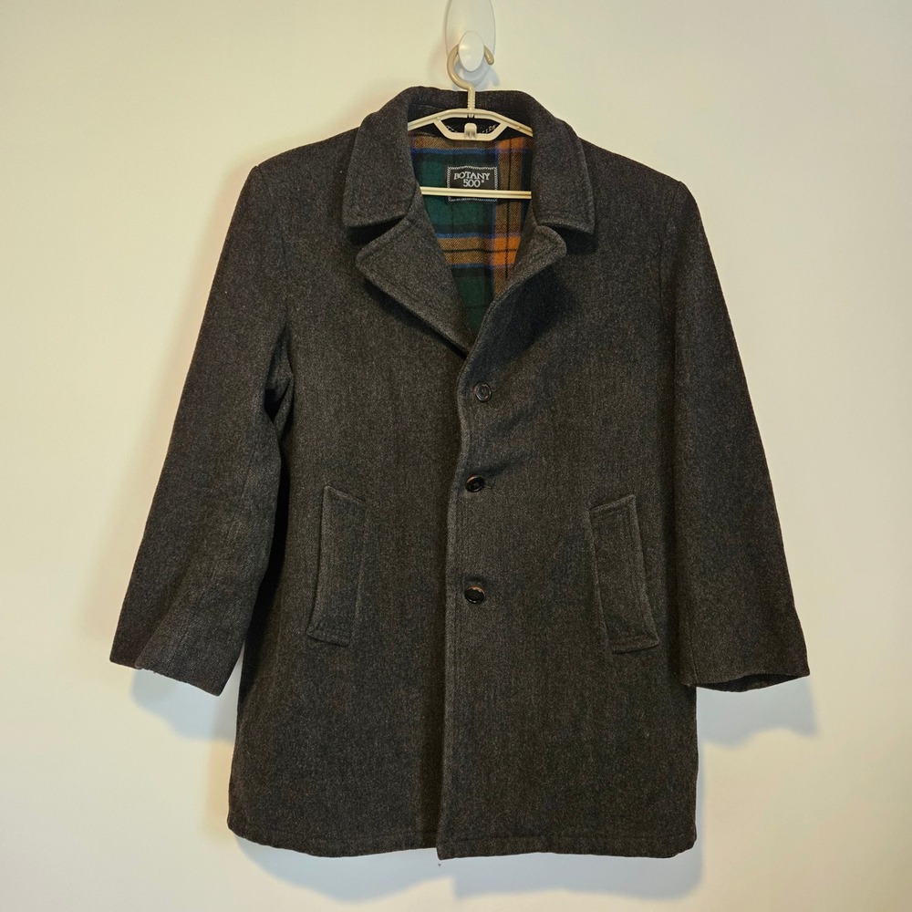 Vintage Coat Mens XXL Gray Botany 500 Wool Blend Heavy Dress Jacket Peacoat